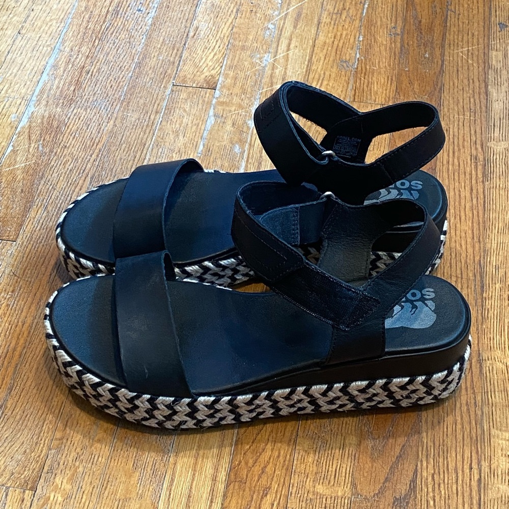 Sorel Cameron Platform Sandals Size 9.5 Black - Picture 5 of 14